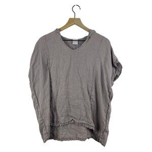 Pure Match Women's Medium 100% Linen Pre-Shrunk Hooded T-Shirt Lagenlook